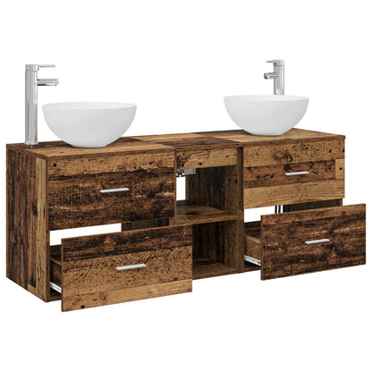 Bathroom Cabinet Set 3 pcs Old Wood 49.5 x 41 x 64.5 cm