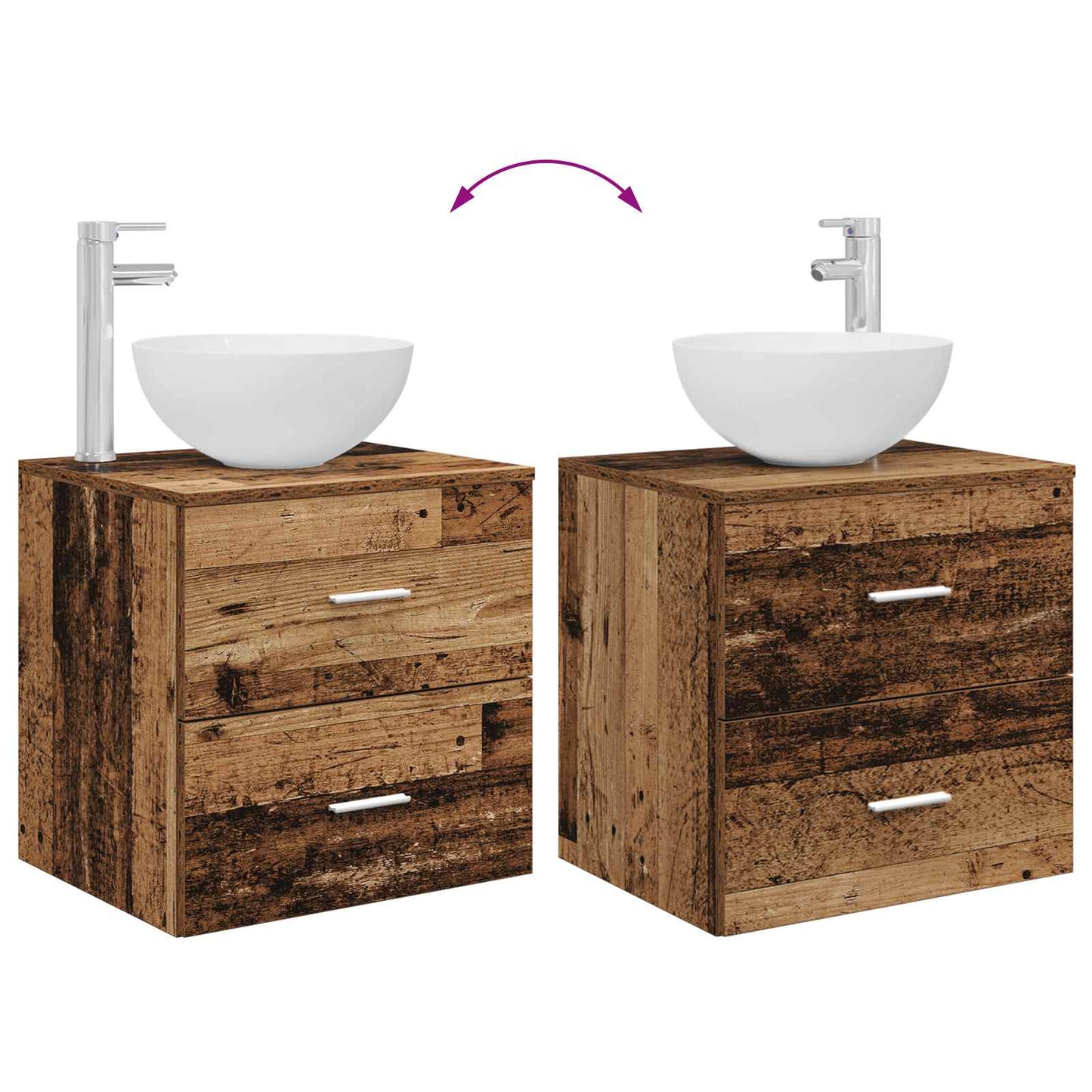 Bathroom Cabinet Set 3 pcs Old Wood 49.5 x 41 x 64.5 cm