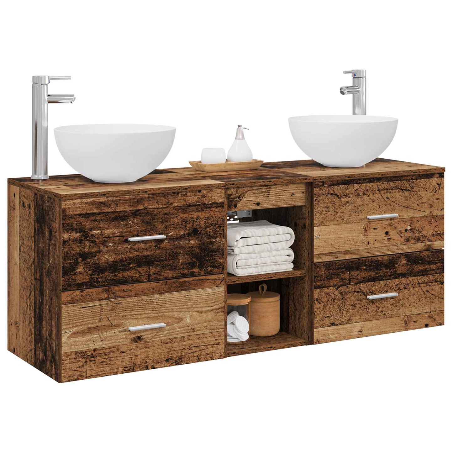 Bathroom Cabinet Set 3 pcs Old Wood 49.5 x 41 x 64.5 cm
