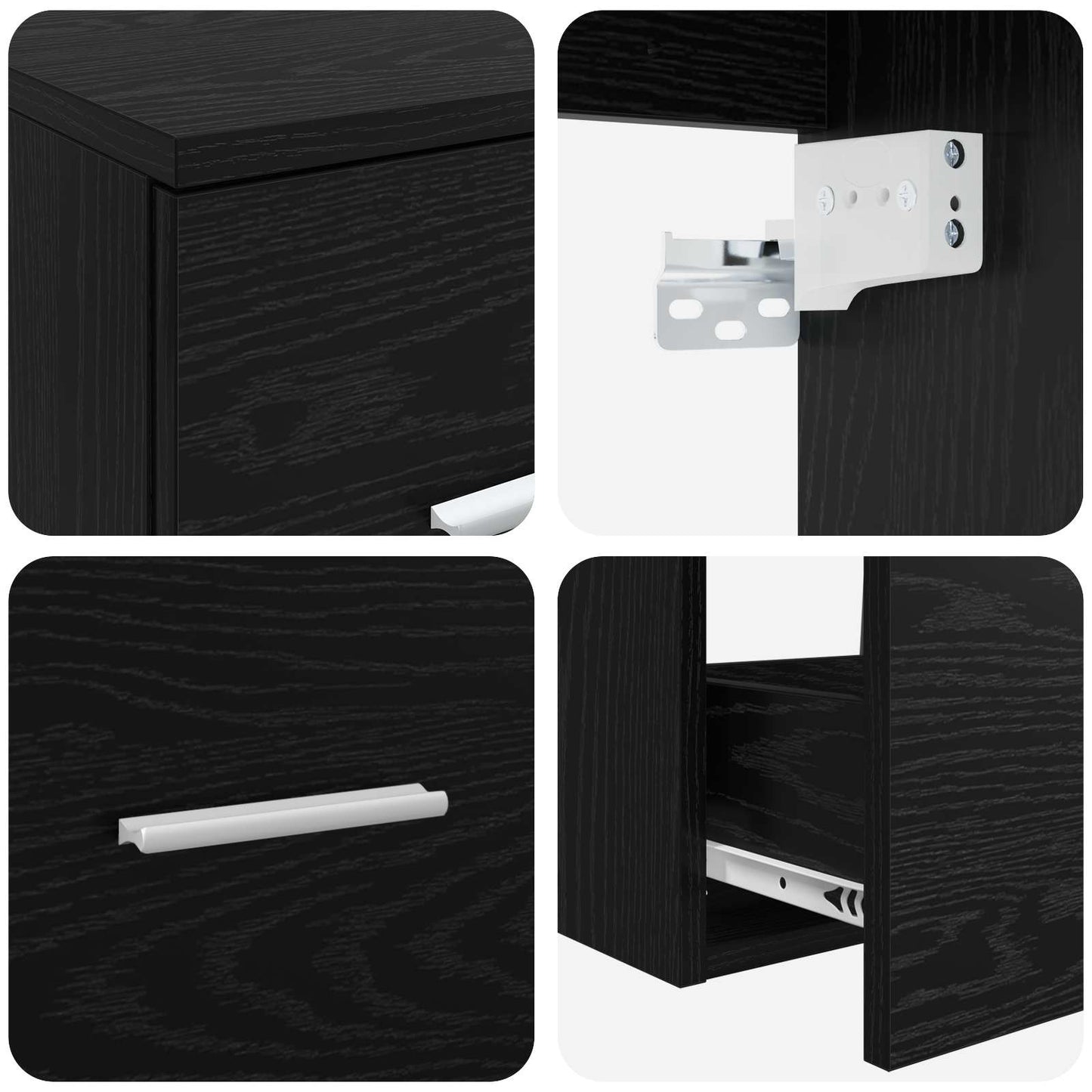 Bathroom Cabinet Set 3 pcs Black Oak 49.5 x 41 x 64.5 cm