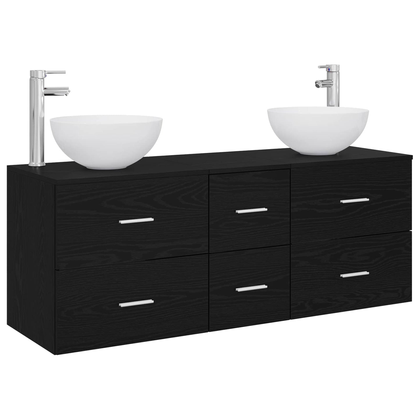 Bathroom Cabinet Set 3 pcs Black Oak 49.5 x 41 x 64.5 cm
