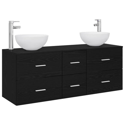 Bathroom Cabinet Set 3 pcs Black Oak 49.5 x 41 x 64.5 cm