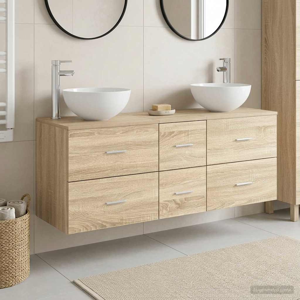 Bathroom Cabinet Set 3 pcs Sonoma Oak 49.5 x 41 x 64.5 cm