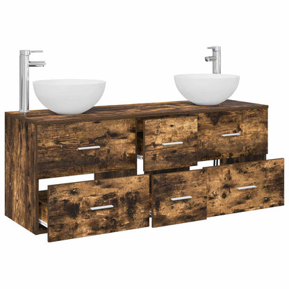Bathroom Cabinet Set 3 pcs Smoked Oak 49.5 x 41 x 64.5 cm