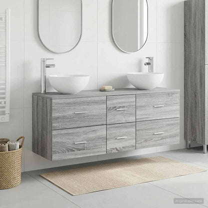 Bathroom Cabinet Set 3 pcs Grey Sonoma 49.5 x 41 x 64.5 cm