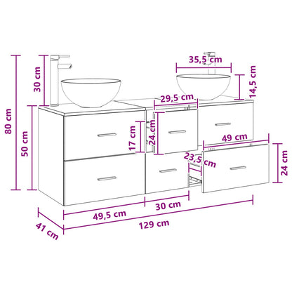 Bathroom Cabinet Set 3 pcs Grey Sonoma 49.5 x 41 x 64.5 cm