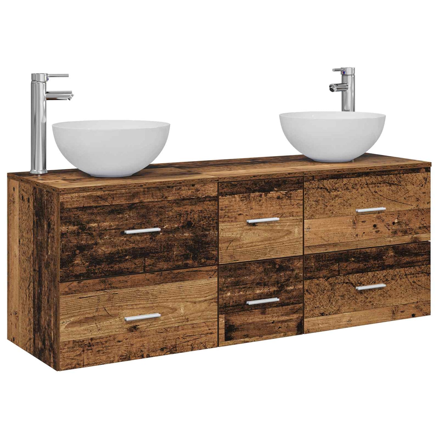 Bathroom Cabinet Set 3 pcs Old Wood 49.5 x 41 x 64.5 cm