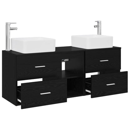 Bathroom Cabinet Set 3 pcs Black Oak 49.5 x 41 x 63 cm