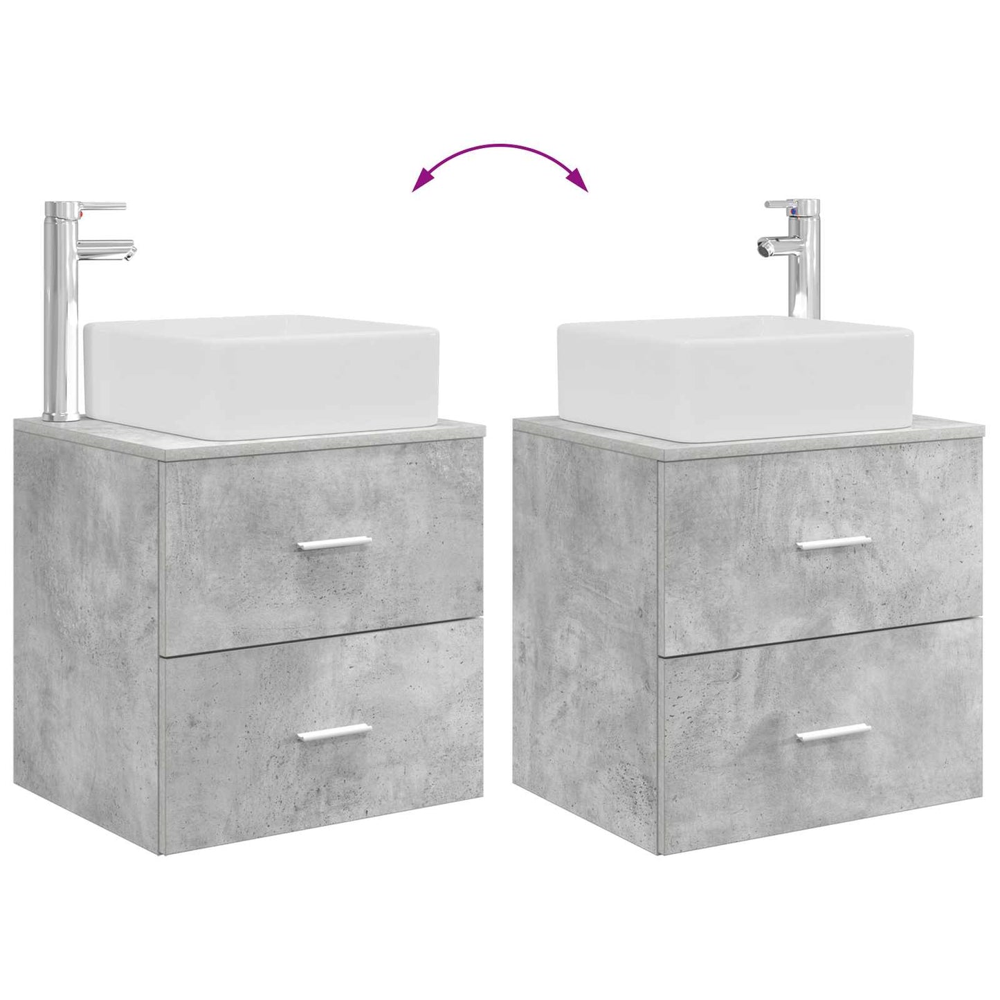 Bathroom Cabinet Set 3 pcs Concrete Grey 49.5 x 41 x 63 cm