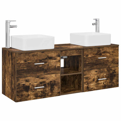 Bathroom Cabinet Set 3 pcs Smoked Oak 49.5 x 41 x 63 cm