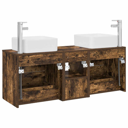 Bathroom Cabinet Set 3 pcs Smoked Oak 49.5 x 41 x 63 cm