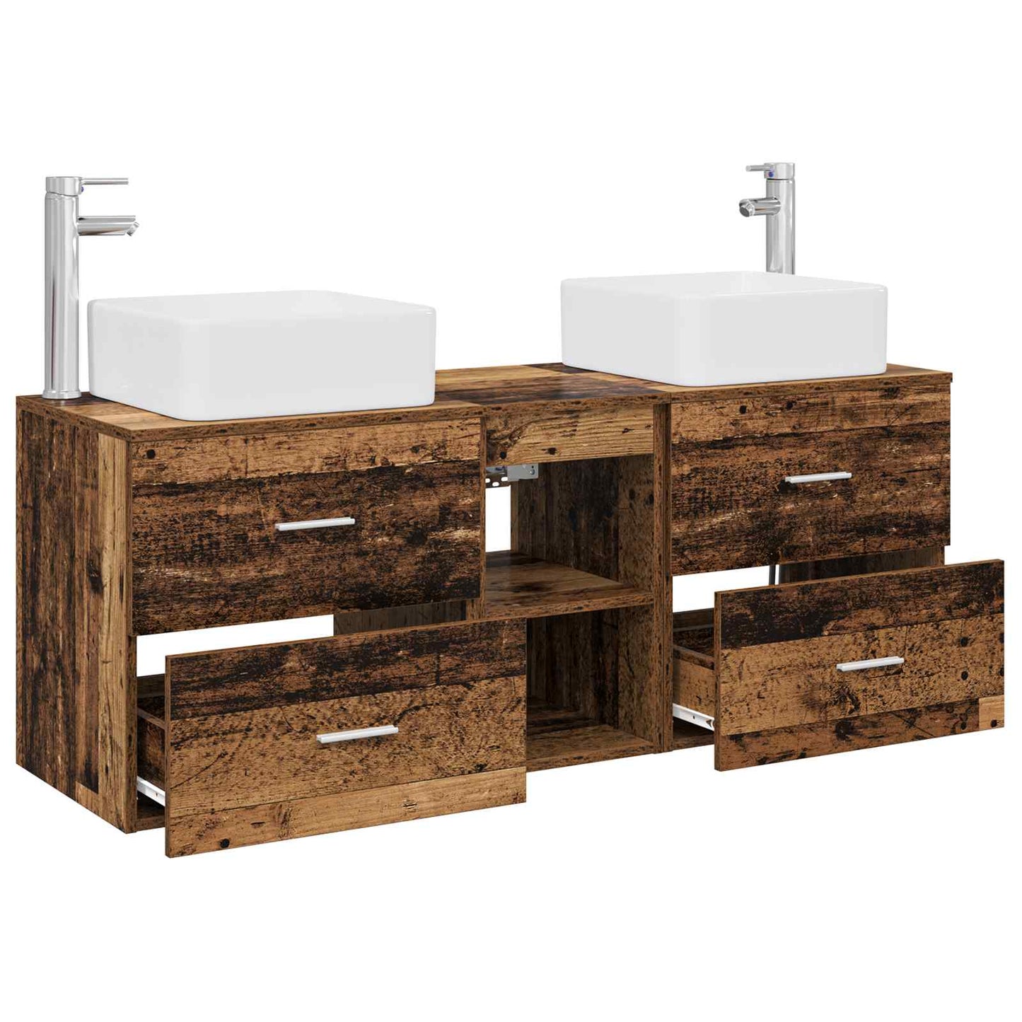 Bathroom Cabinet Set 3 pcs Old Wood 49.5 x 41 x 63 cm