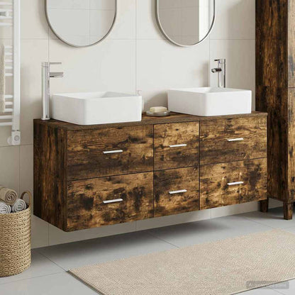 Bathroom Cabinet Set 3 pcs Smoked Oak 49.5 x 41 x 63 cm