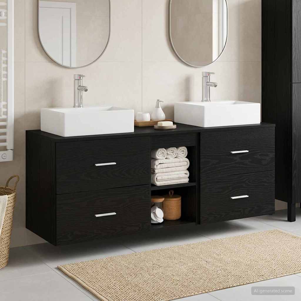 Bathroom Cabinet Set 3 pcs Black 49.5 x 41 x 62.5 cm