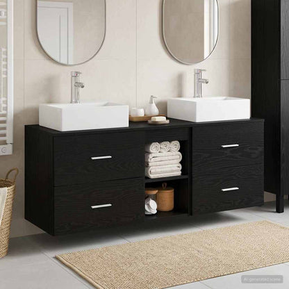 Bathroom Cabinet Set 3 pcs Black 49.5 x 41 x 62.5 cm