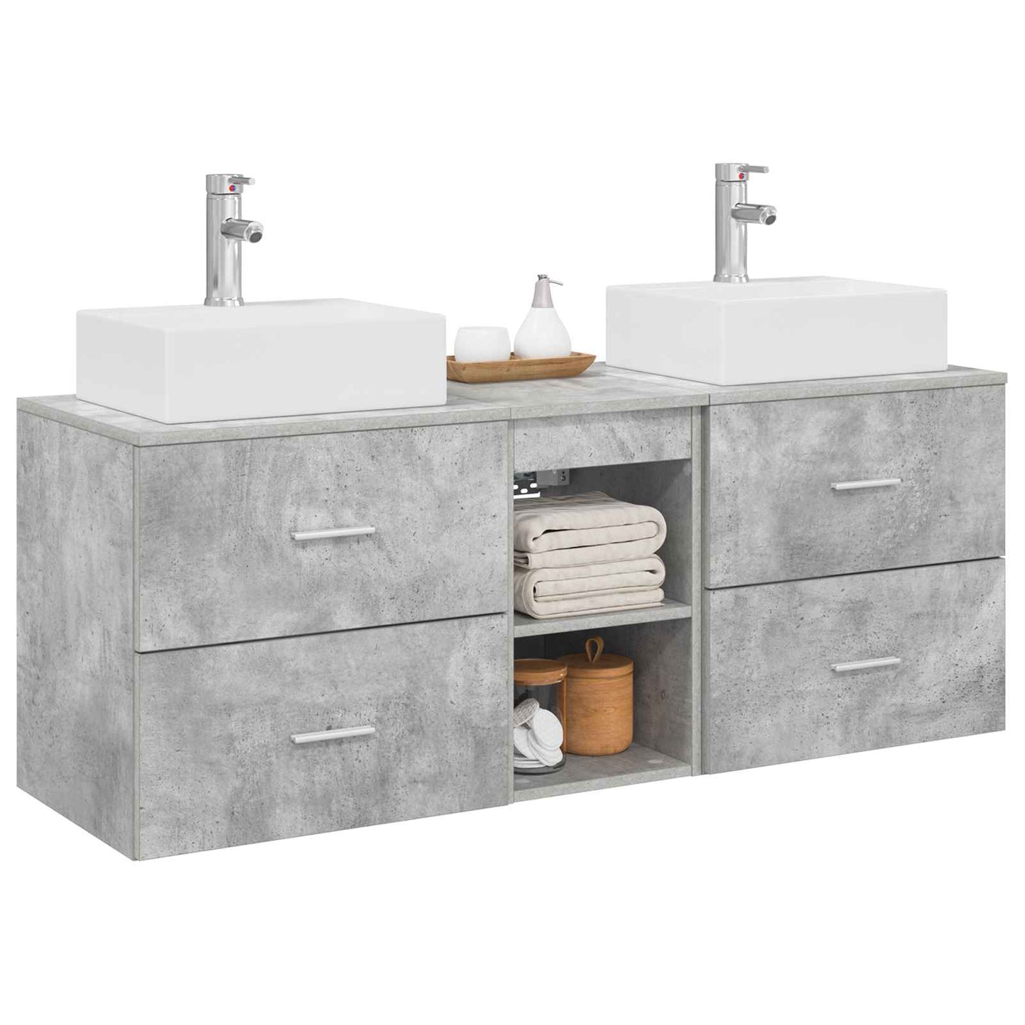 Bathroom Cabinet Set 3 pcs Concrete Grey 49.5 x 41 x 62.5 cm