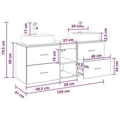 Bathroom Cabinet Set 3 pcs Concrete Grey 49.5 x 41 x 62.5 cm