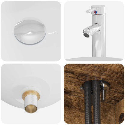 Bathroom Cabinet Set 3 pcs Smoked Oak 49.5 x 41 x 62.5 cm