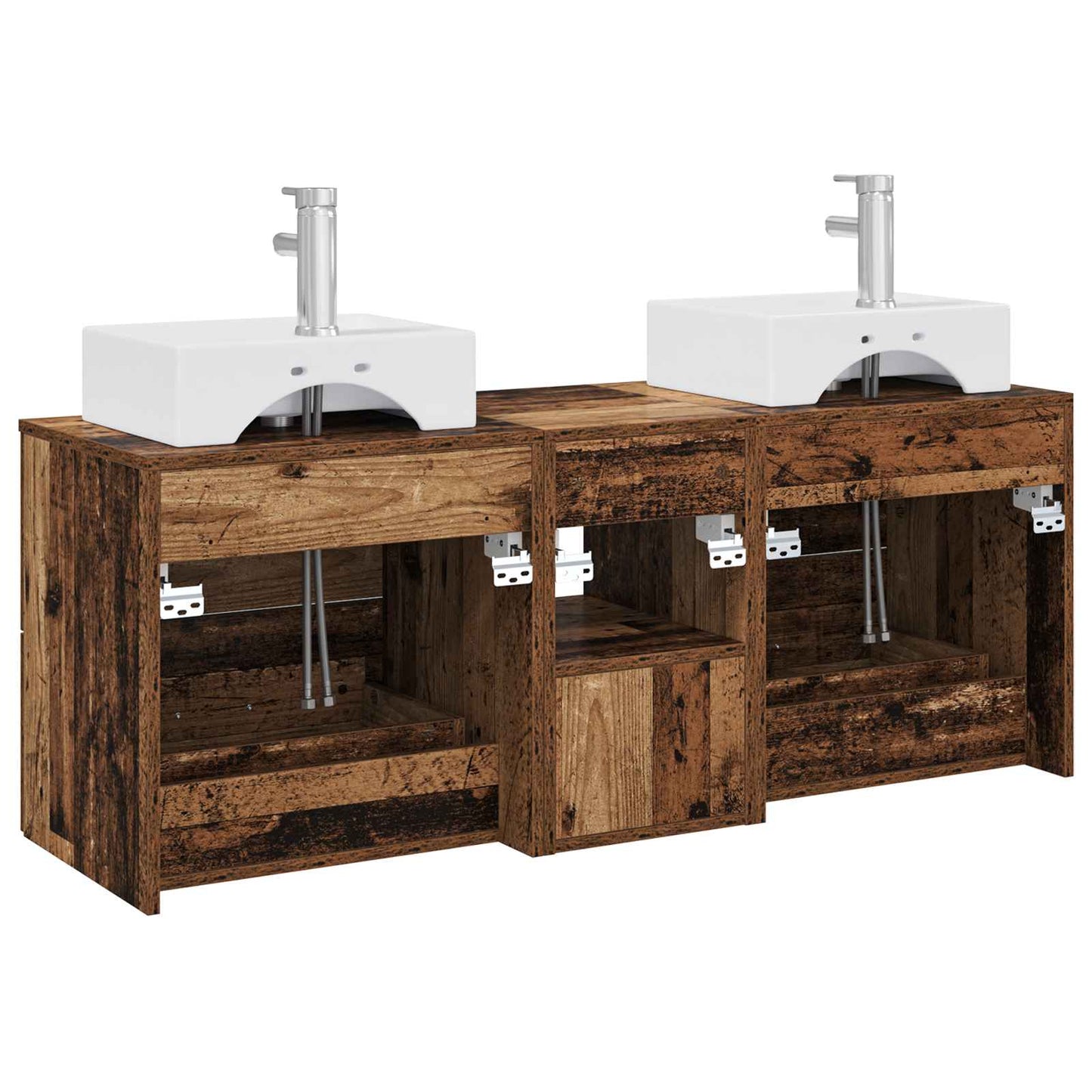 Bathroom Cabinet Set 3 pcs Old Wood 49.5 x 41 x 62.5 cm