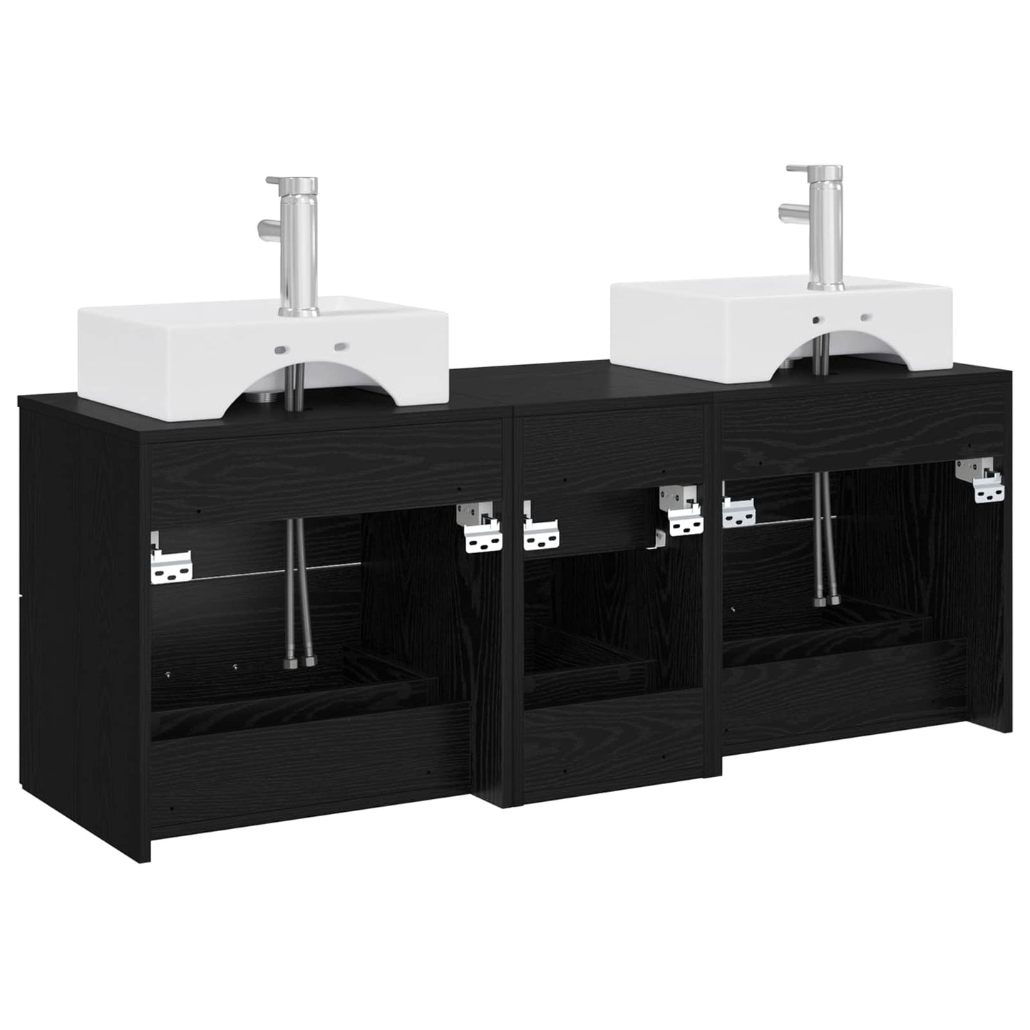 Bathroom Cabinet Set 3 pcs Black 49.5 x 41 x 62.5 cm