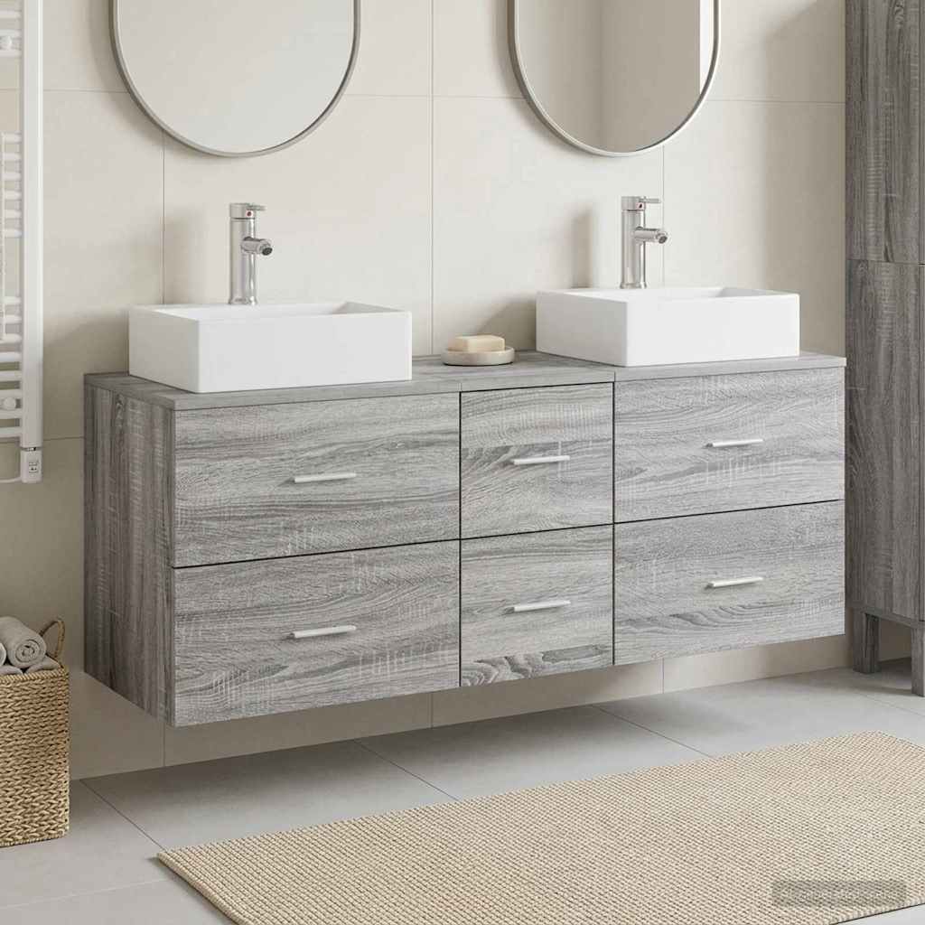 Bathroom Cabinet Set 3 pcs Grey Sonoma 49.5 x 41 x 62.5 cm
