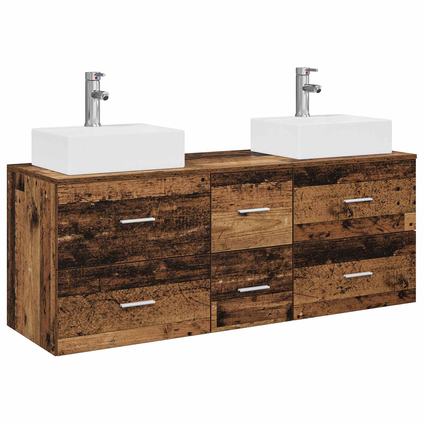 Bathroom Cabinet Set 3 pcs Old Wood 49.5 x 41 x 62.5 cm