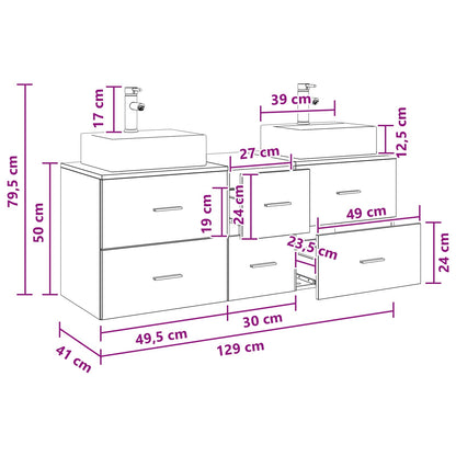Bathroom Cabinet Set 3 pcs Old Wood 49.5 x 41 x 62.5 cm