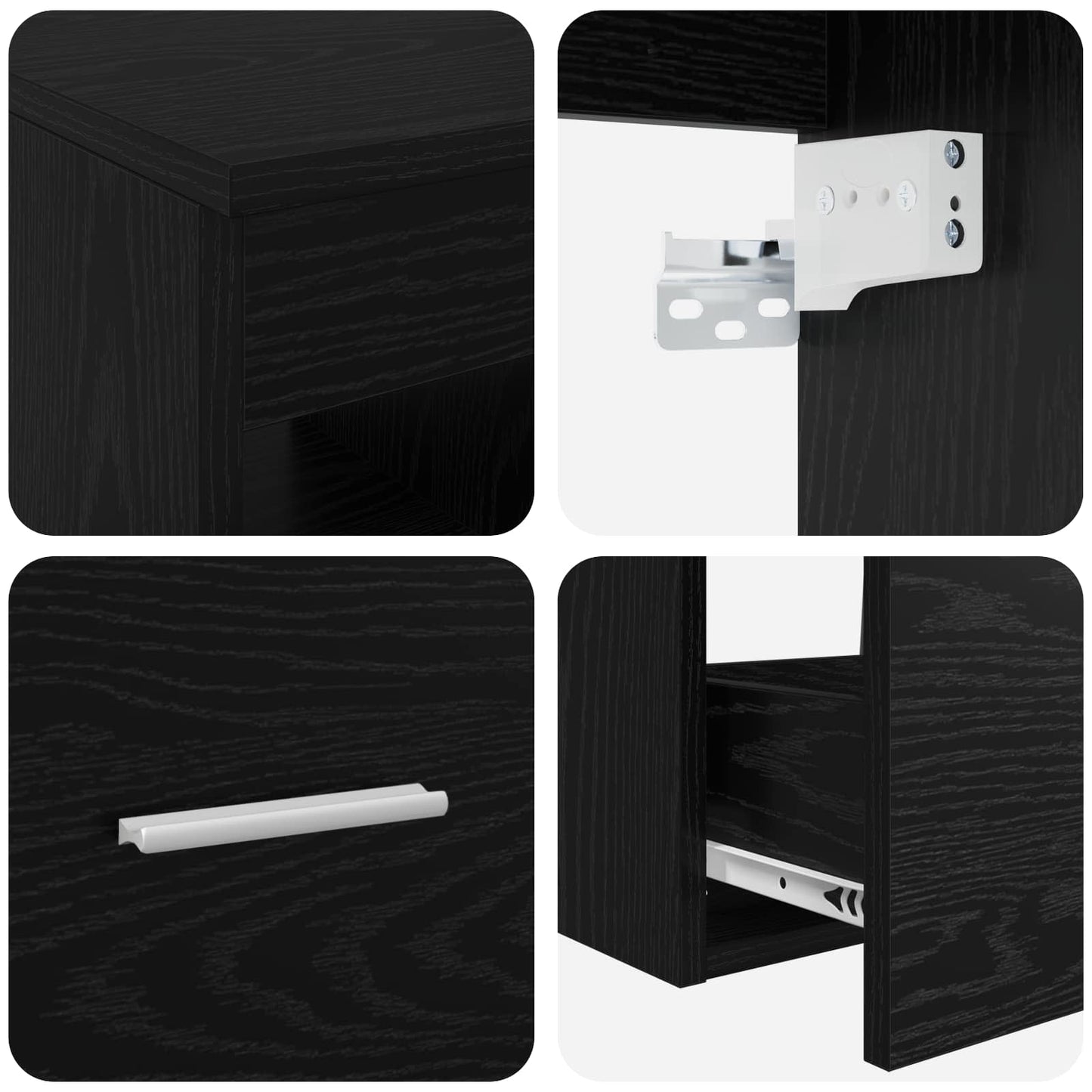 Bathroom Cabinet Set 3 pcs Black 53 x 34.5 x 63 cm