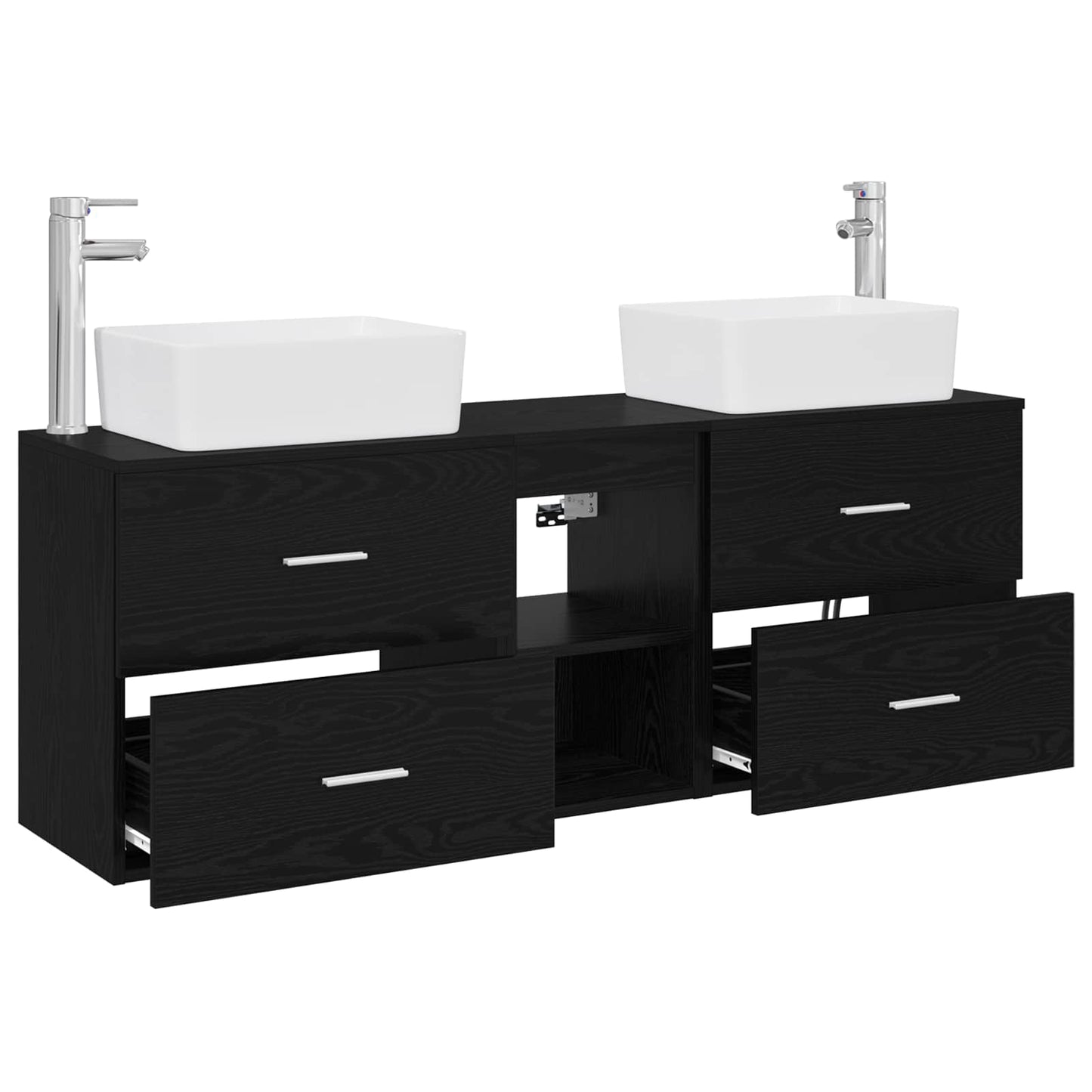 Bathroom Cabinet Set 3 pcs Black 53 x 34.5 x 63 cm