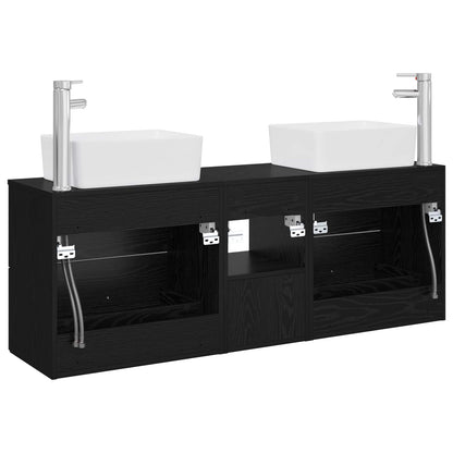 Bathroom Cabinet Set 3 pcs Black 53 x 34.5 x 63 cm