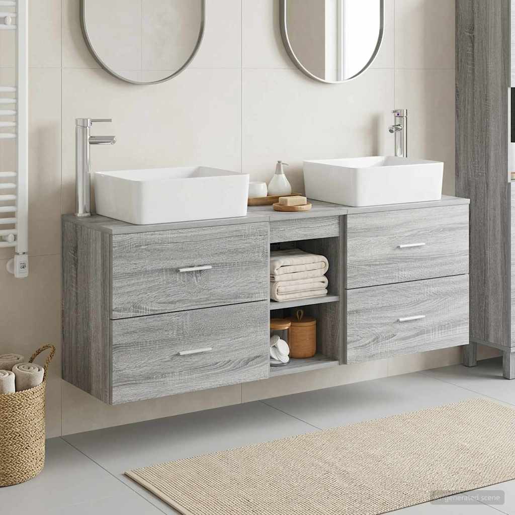 Bathroom Cabinet Set 3 pcs Grey Sonoma 53 x 34.5 x 63 cm