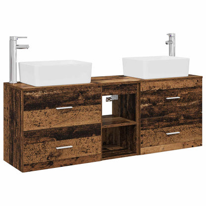 Bathroom Cabinet Set 3 pcs Old Wood 53 x 34.5 x 63 cm