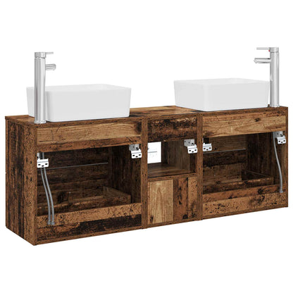 Bathroom Cabinet Set 3 pcs Old Wood 53 x 34.5 x 63 cm