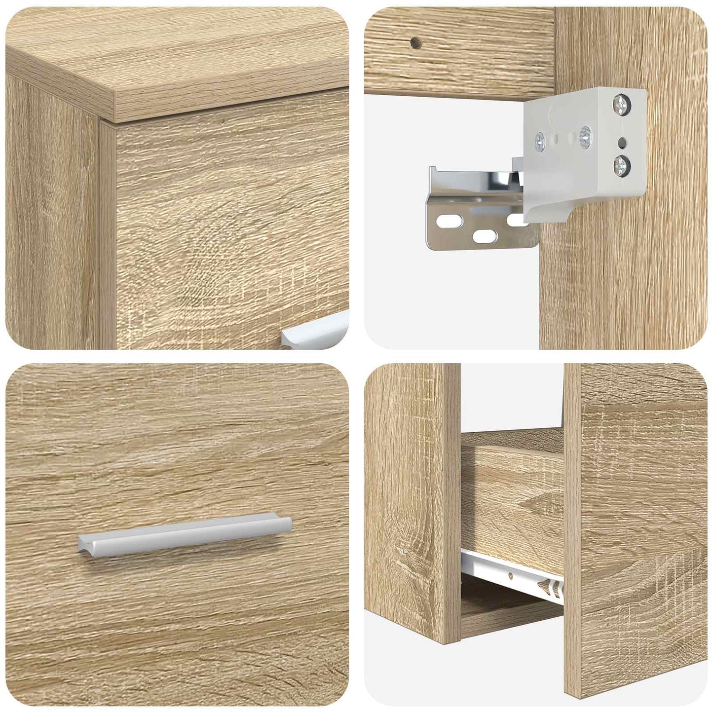 Bathroom Cabinet Set 3 pcs Sonoma Oak 53 x 34.5 x 63 cm