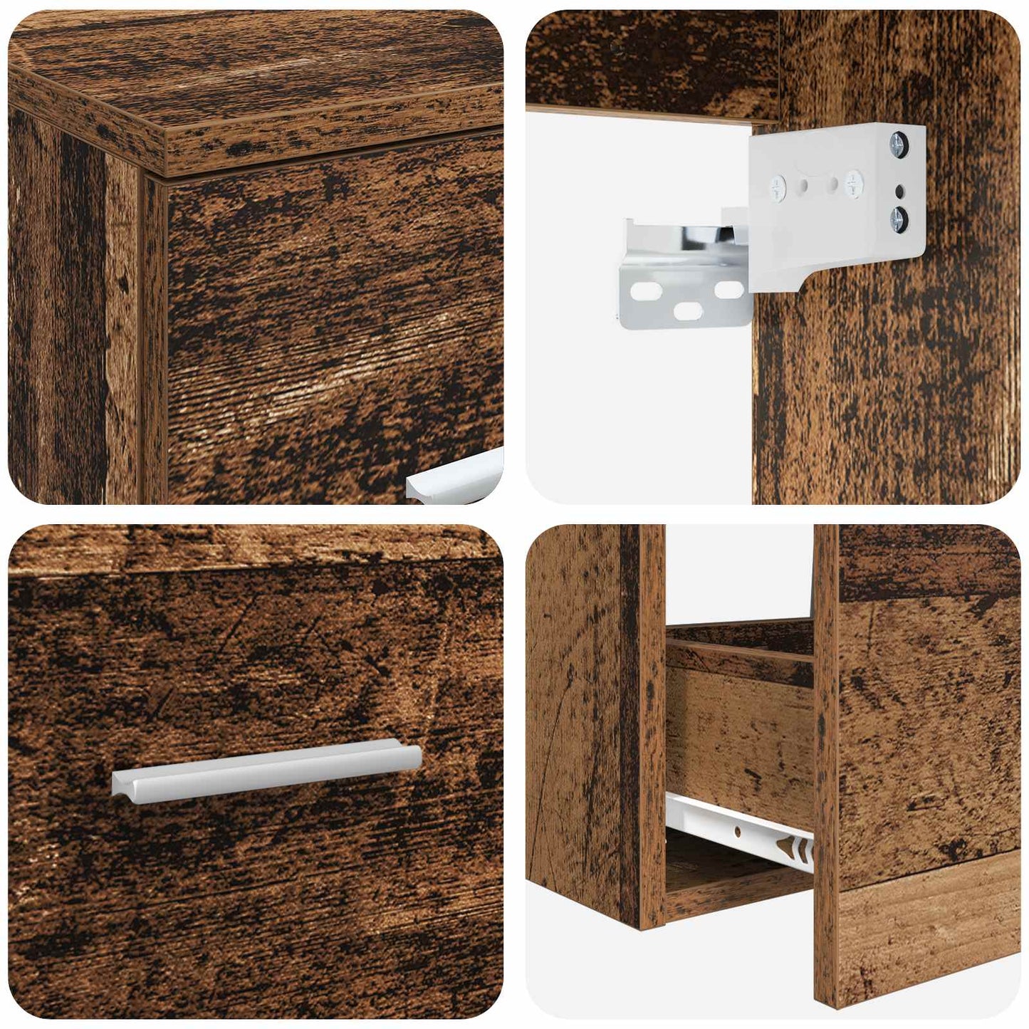 Bathroom Cabinet Set 3 pcs Old Wood 53 x 34.5 x 63 cm