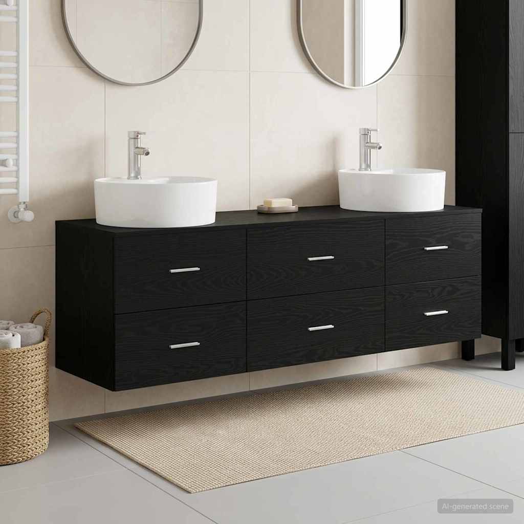 Bathroom Cabinet Set 3 pcs Black 62.5 x 44.5 x 50 cm
