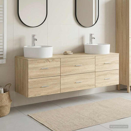 Bathroom Cabinet Set 3 pcs Sonoma Oak 62.5 x 44.5 x 50 cm