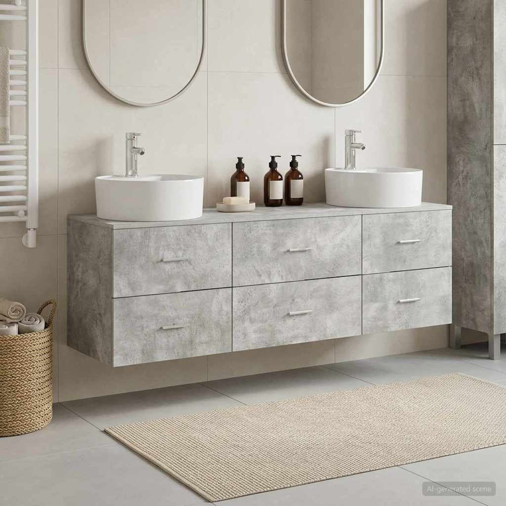Bathroom Cabinet Set 3 pcs Concrete Grey 62.5 x 44.5 x 50 cm