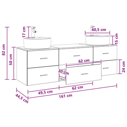 Bathroom Cabinet Set 3 pcs Concrete Grey 62.5 x 44.5 x 50 cm
