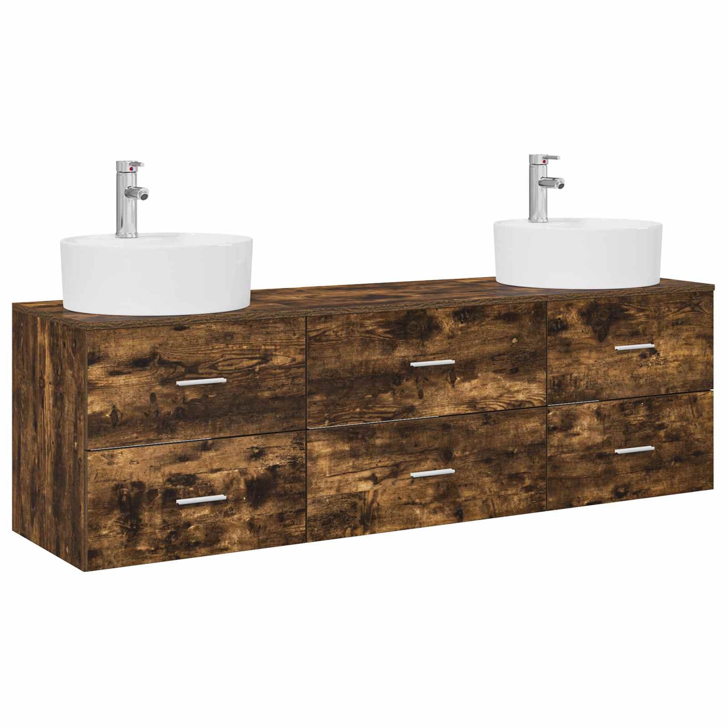 Bathroom Cabinet Set 3 pcs Smoked Oak 62.5 x 44.5 x 50 cm