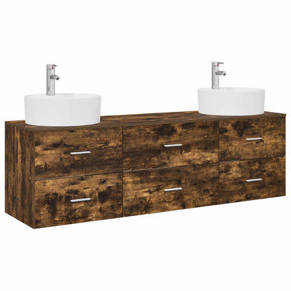 Bathroom Cabinet Set 3 pcs Smoked Oak 62.5 x 44.5 x 50 cm