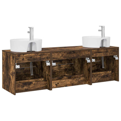 Bathroom Cabinet Set 3 pcs Smoked Oak 62.5 x 44.5 x 50 cm