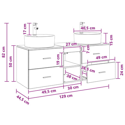 Bathroom Cabinet Set 3 pcs Black 49.5 x 44.5 x 65 cm