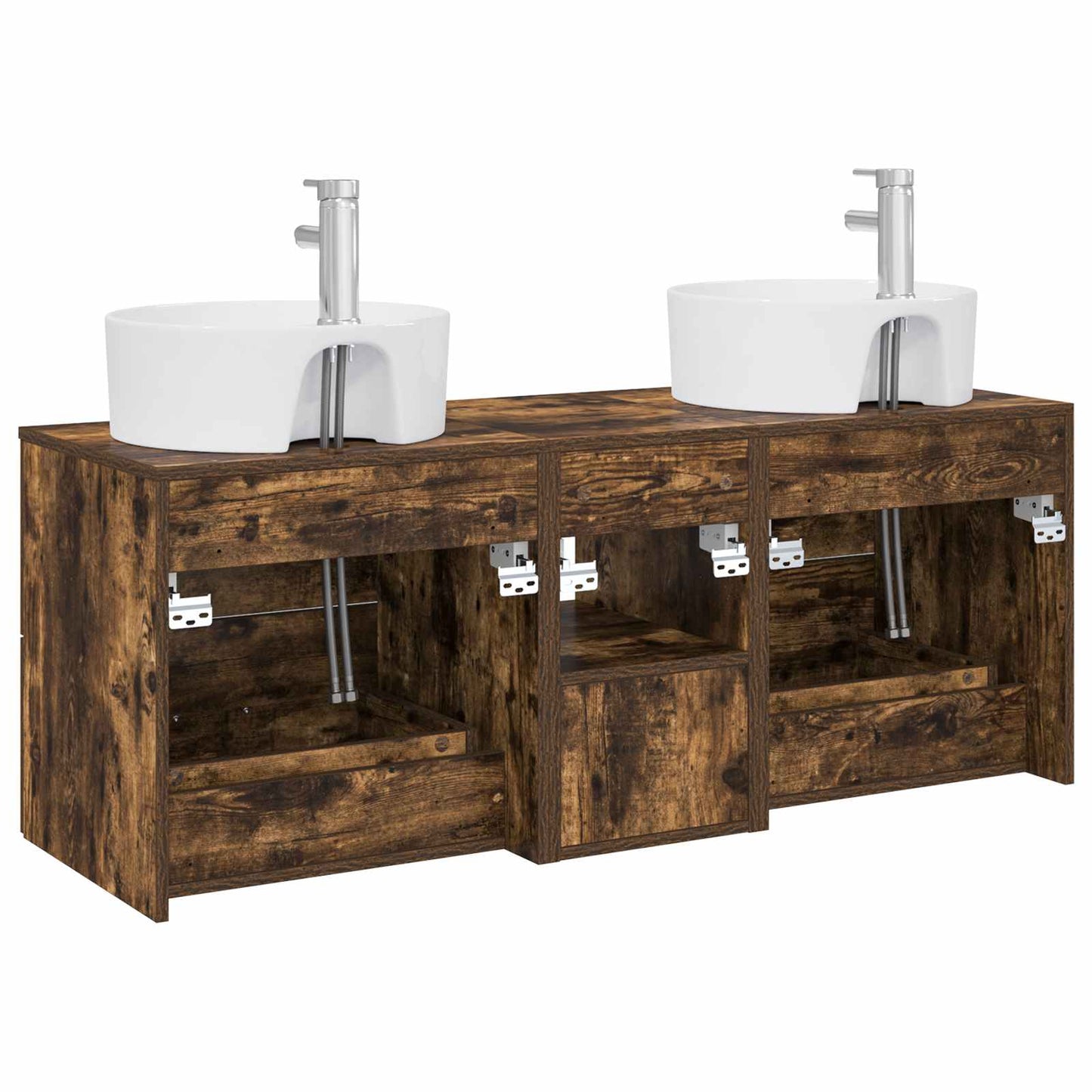 Bathroom Cabinet Set 3 pcs Smoked Oak 49.5 x 44.5 x 65 cm