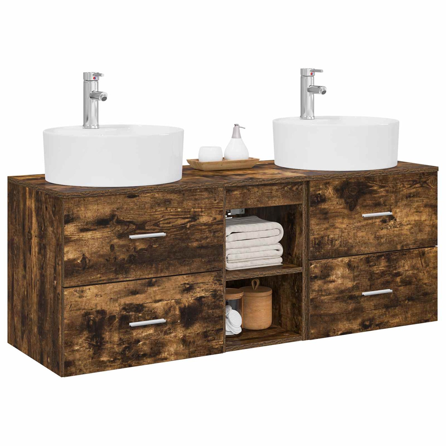 Bathroom Cabinet Set 3 pcs Smoked Oak 49.5 x 44.5 x 65 cm
