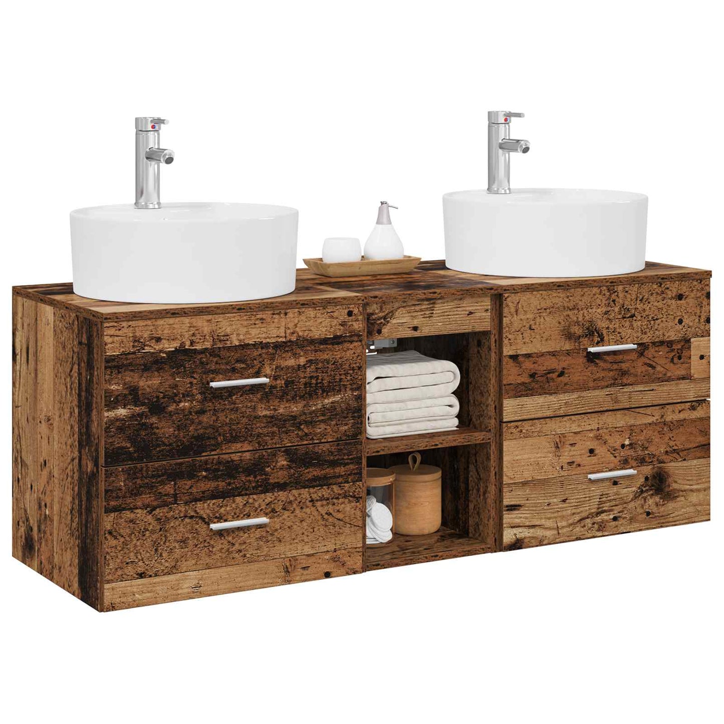 Bathroom Cabinet Set 3 pcs Old Wood 49.5 x 44.5 x 65 cm
