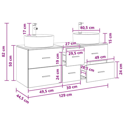 Bathroom Furniture Set 3 pcs Grey Sonoma 49.5 x 44.5 x 65 cm