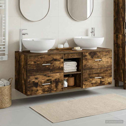 Bathroom Furniture Set 3 pcs Smoked Oak 49.5 x 44.5 x 65 cm