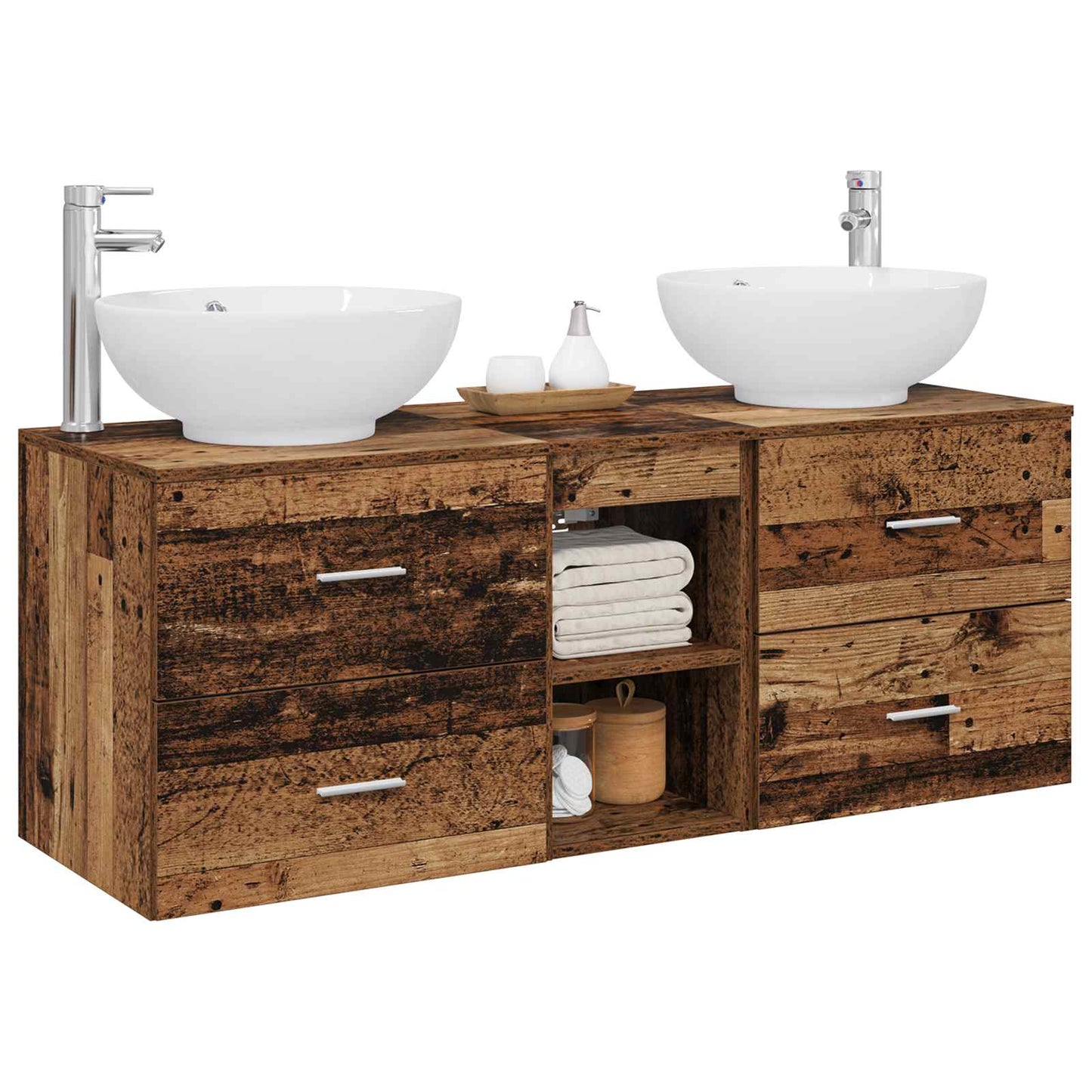 Bathroom Furniture Set 3 pcs Old Wood 49.5 x 44.5 x 65 cm