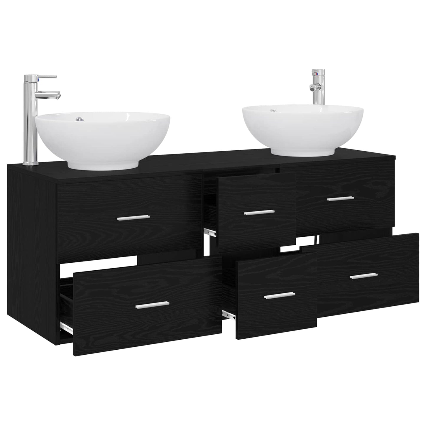 Bathroom Furniture Set 3 pcs Black 49.5 x 44.5 x 65 cm